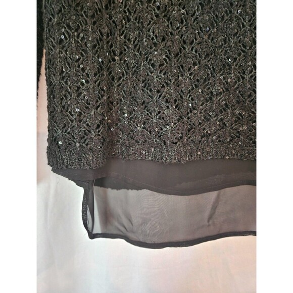 Maurices black sequins sheer lined panel long sleeve sweater Medium - Picture 2 of 9